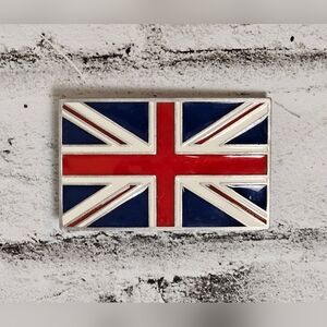 Vintage 2002 British Flag Belt Buckle  Great American Products Fine Pewter
